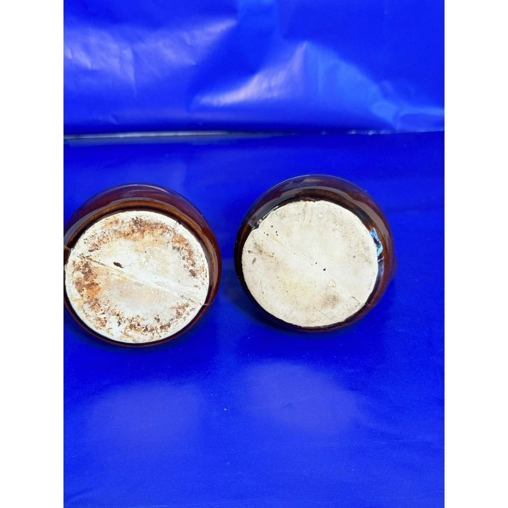 Vtg McCoy Oil & Vinegar Cruets‎ Brown Drip Glaze No Stoppers Set V & O 5